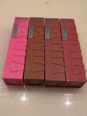 Maybelline Liquid Vinyl Lipstick Set - Mauve, Brown, Bright Pink, Warm Taupe